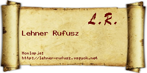 Lehner Rufusz névjegykártya